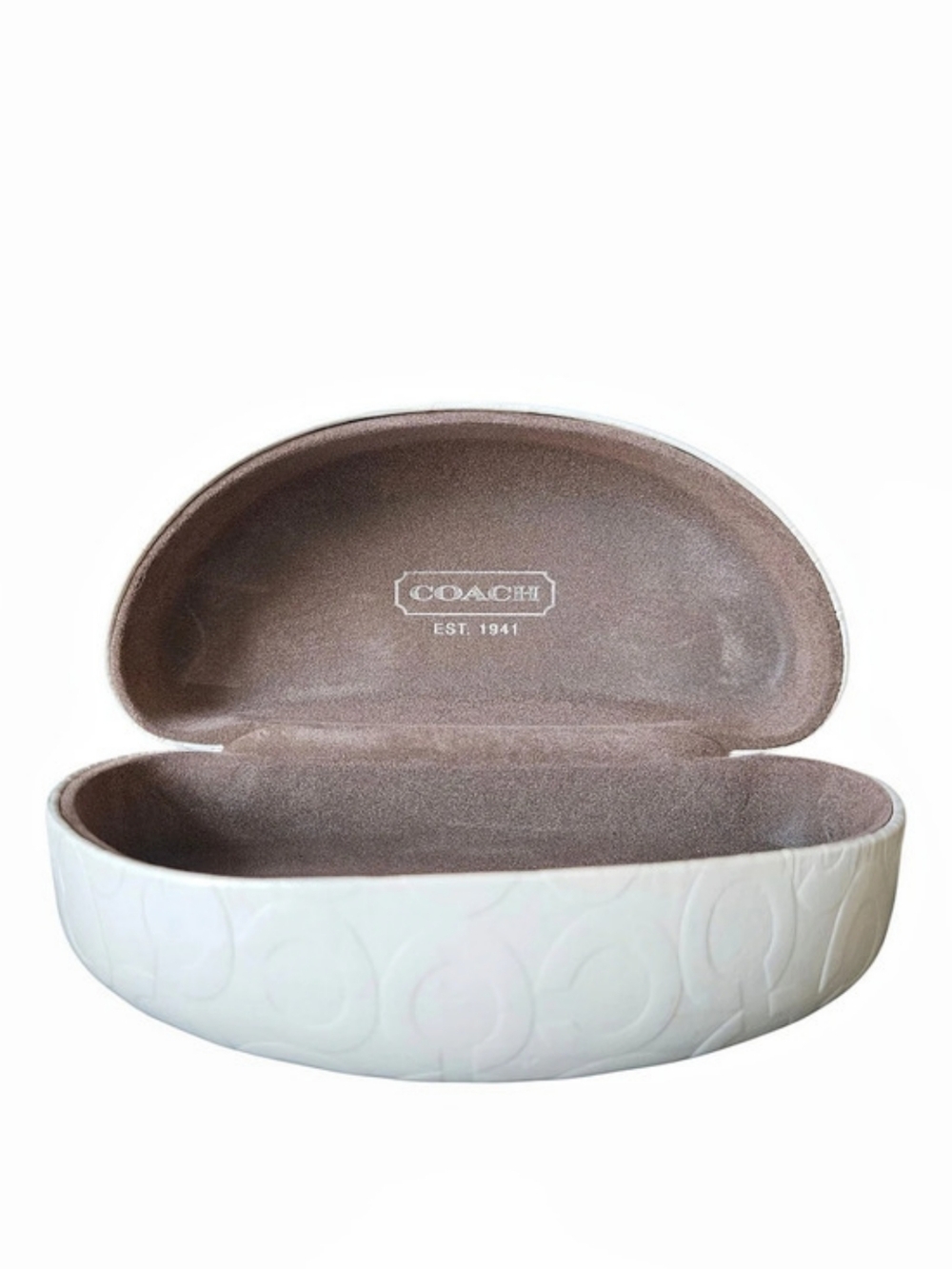 Coach Signature Embossed Hard Shell Sunglasses Case White